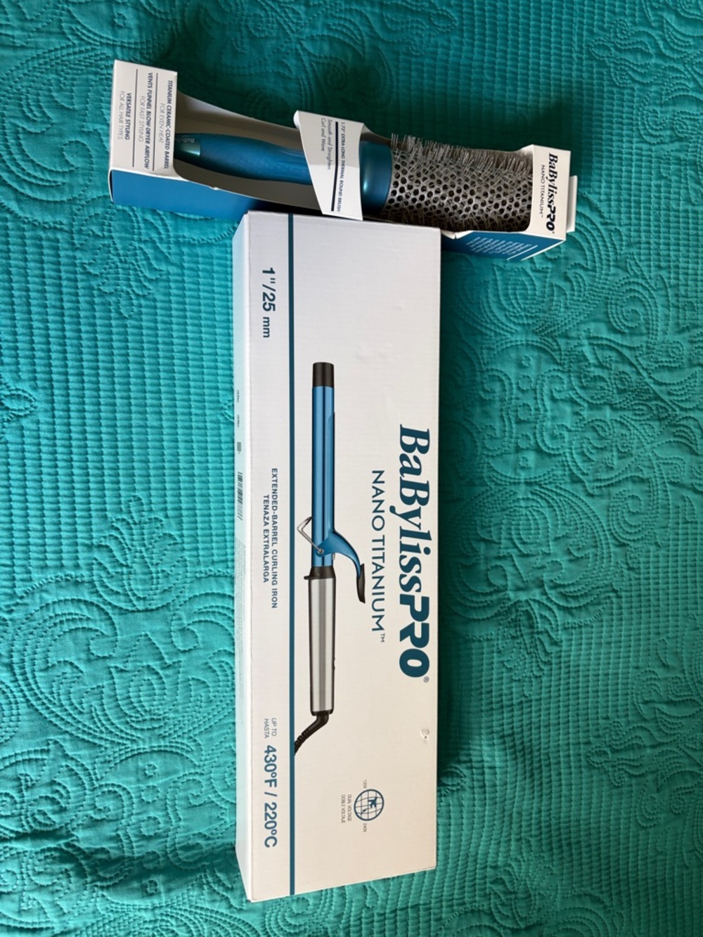 BaBylissPRO Nano Titanium 1"/25mm Curling Iron and brush